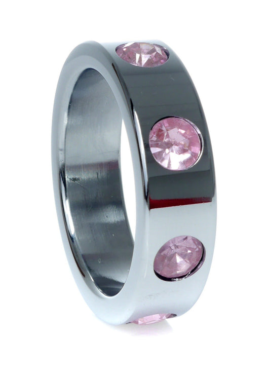 Bossoftoys - 64-00122 - Stainless steel - Metal Cockring - with rose Diamond stones - Large size - inner dia 4.5 CM - outer dia 5.5 CM