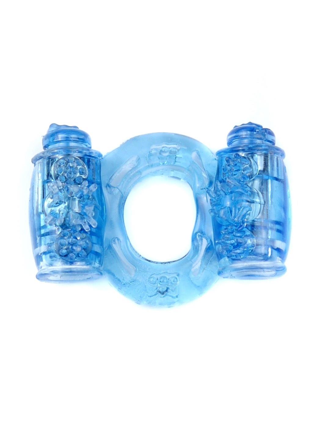 Bossoftoys - 67-00035 - Vibrating Cockring - double Motors - Blue - batteries included - packed in plastic bag