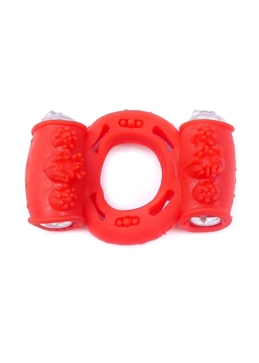 Bossoftoys - 67-00036 - Vibrating Cockring - double Motors - Red - batteries included - packed in plastic bag