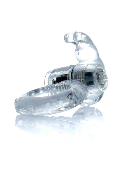 Bossoftoys - 67-00049 - Rabbit Vibrating Cockring - 7.5 cm - Clear - batteries included - packed in strong blister