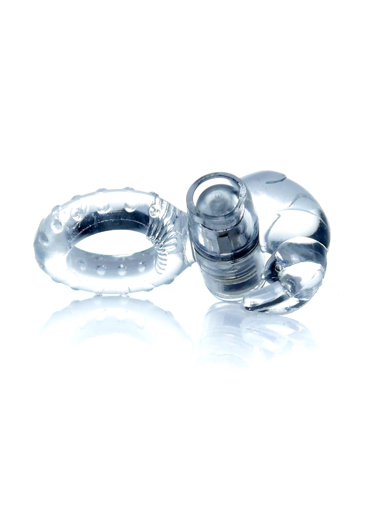 Bossoftoys - 67-00049 - Rabbit Vibrating Cockring - 7.5 cm - Clear - batteries included - packed in strong blister