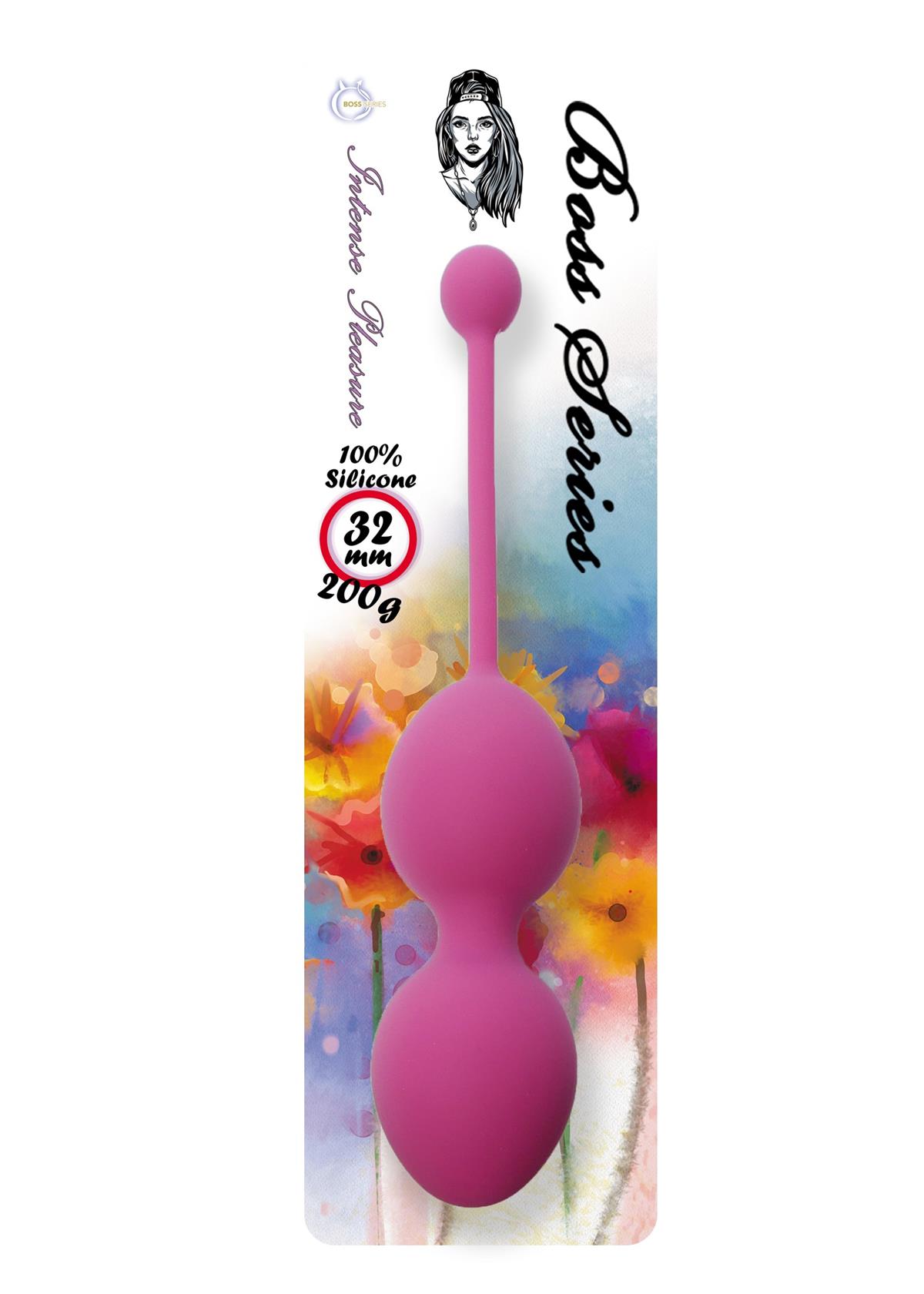 Bossoftoys - 75-00013 - Silicone Kegel Balls - length 16.5 cm - width 32mm - 20g - DarkPink - strong blister