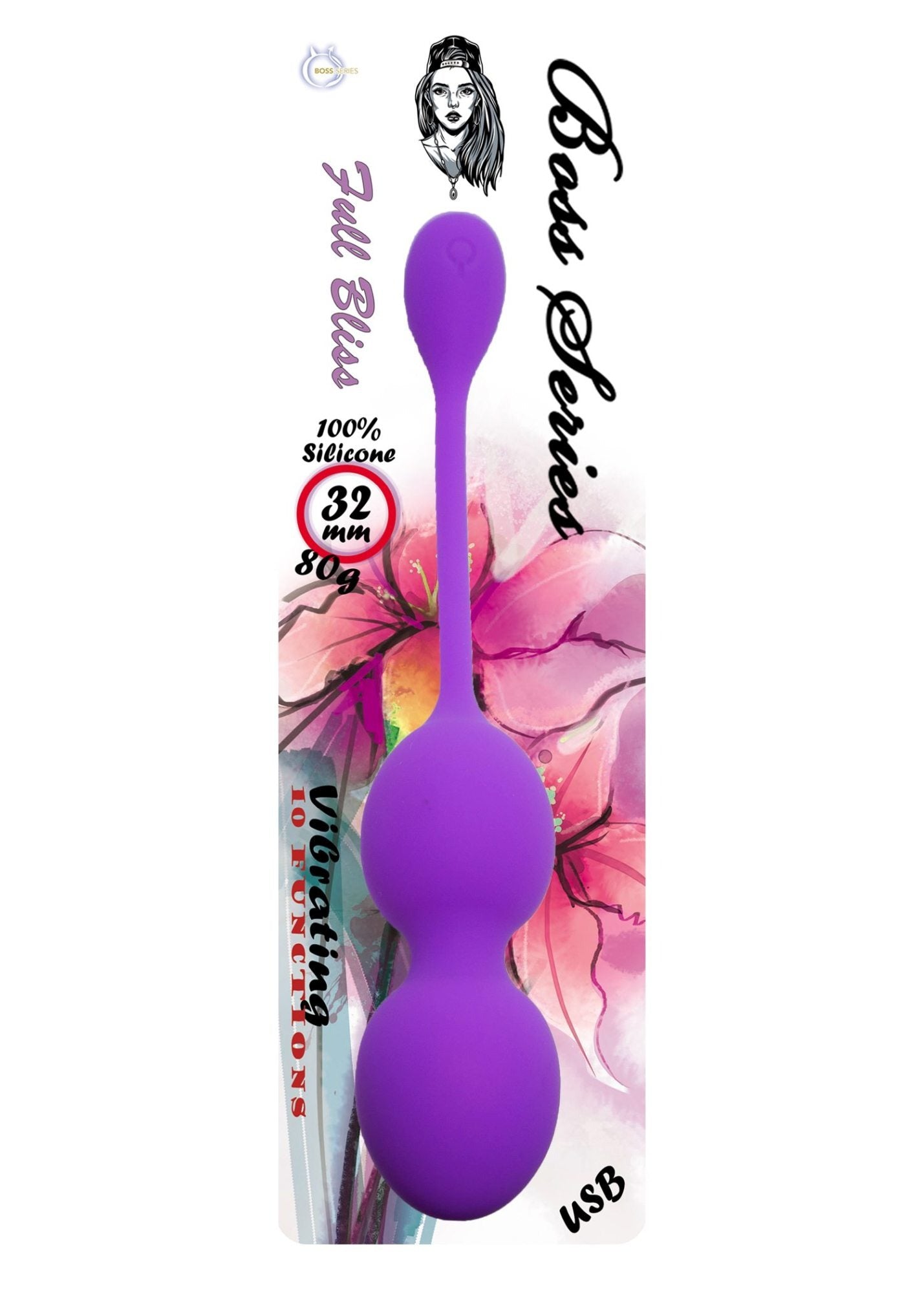 Bossoftoys - 75-00114 - Silicone Kegel Balls - length 16.5 cm - width 32mm - 80g - 10 functions - Purple - strong blister