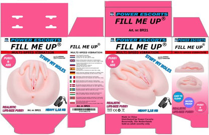 Power Escorts - BR21 - Fill Me Up Vibrating Pussy &amp; Ass Masturbator - 1.1 KG - Flesh