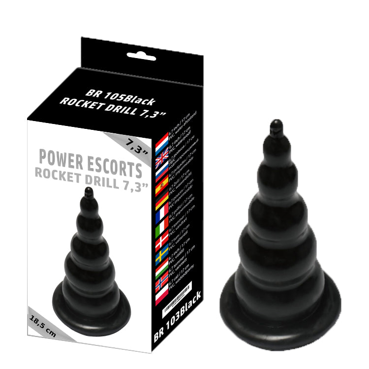 Power Escorts - BR105 - Rocket Drill 7,3'' - Big Size Anal Plug - 7,3 Inch / 18,5 CM - Black