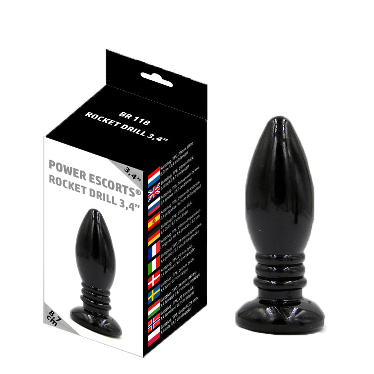 Power Escorts - BR118 - Rocket Drill 3.4'' - Anal Plug - 8.7 CM - Black