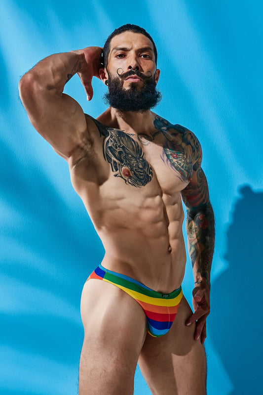 CUT4MEN - C4M01 - Low Brief Bikini Men Underwear - Rainbow - 4 Sizes - 1 Piece