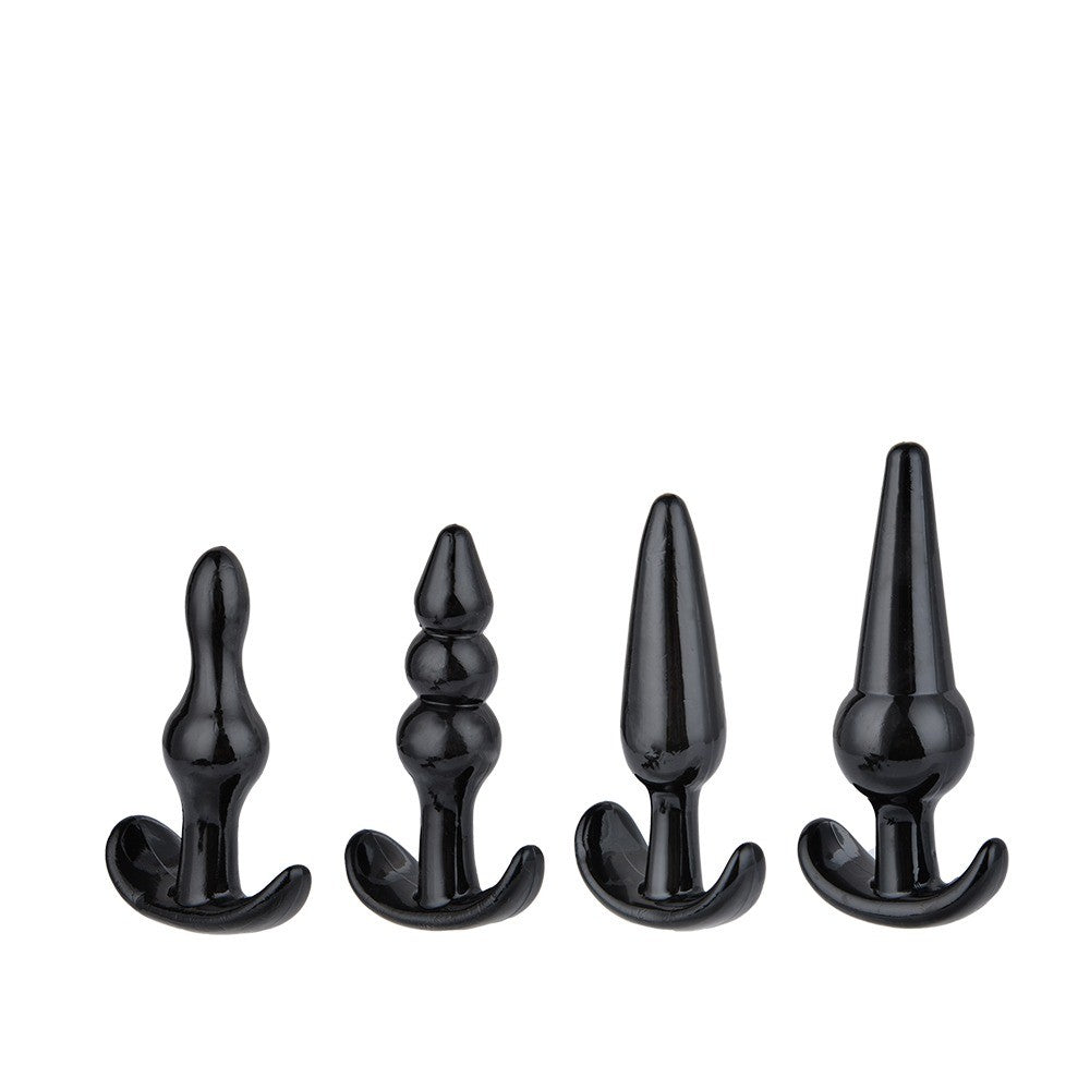 Power Escorts - BR274 - Quatro Anal Plugs - Anal Starter Set - 4-Pack Anal Plugs - Black - Buttplug 4 different sizes - attractive Colour box