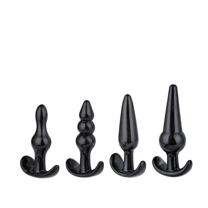 Power Escorts - BR274 - Quatro Anal Plugs - Anal Starter Set - 4-Pack Anal Plugs - Black - Buttplug 4 different sizes - attractive Color box