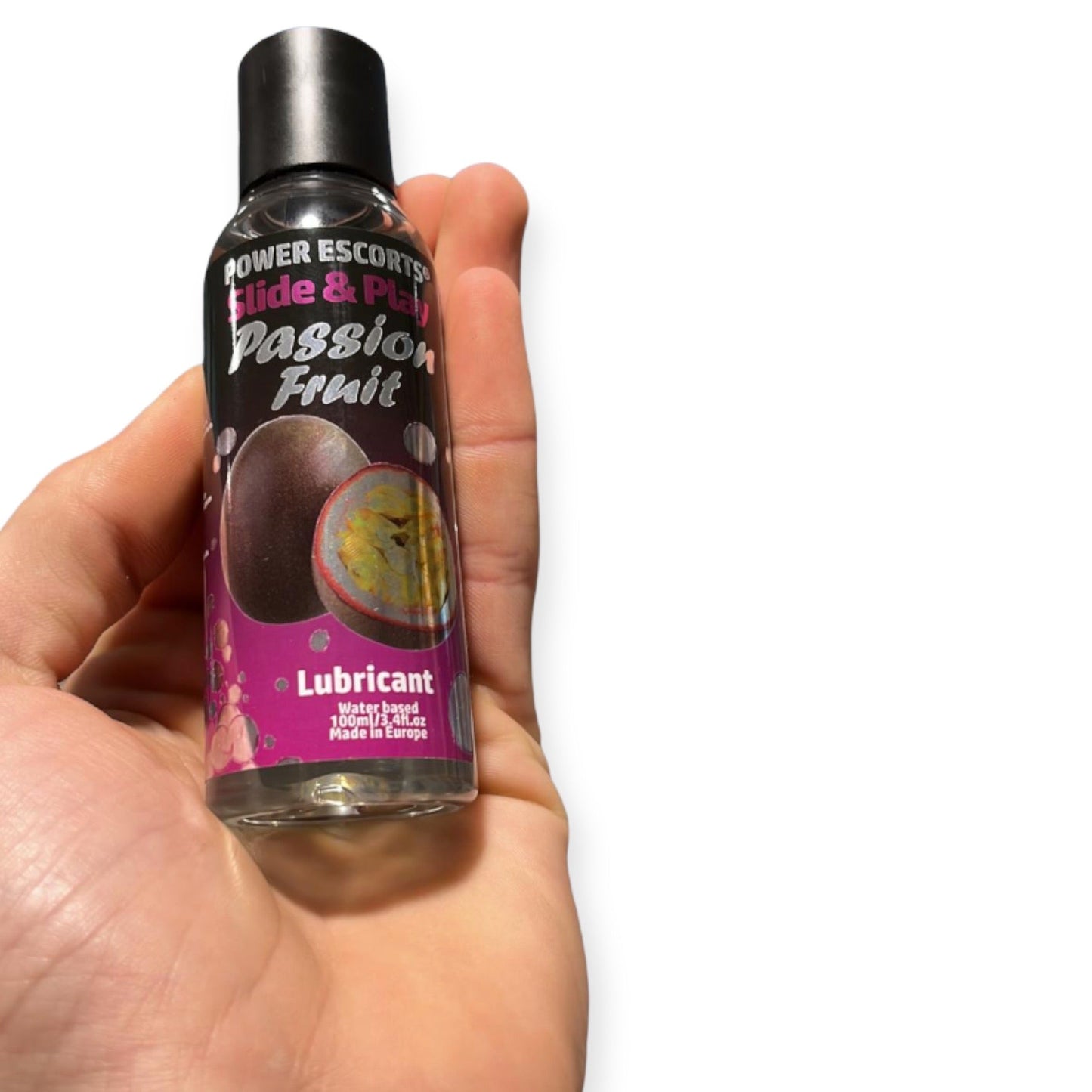 Power Escorts Passion Fruit Lubricant 100 ML - Slide & Play - easy bottle - Brandnew design - Waterbased - DR05