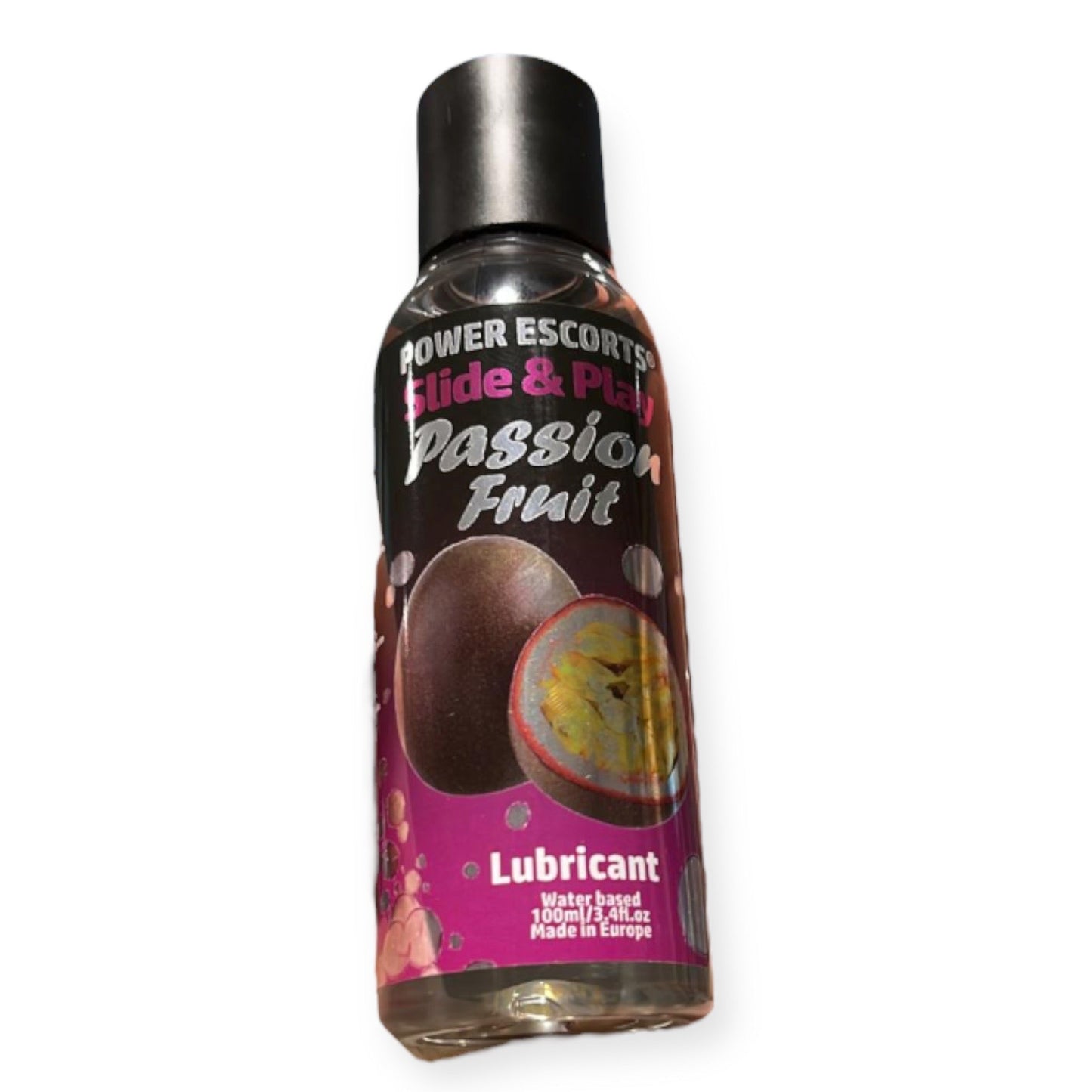 Power Escorts Passion Fruit Lubricant 100 ML - Slide &amp; Play - easy bottle - Brand new design - Waterbased - DR05