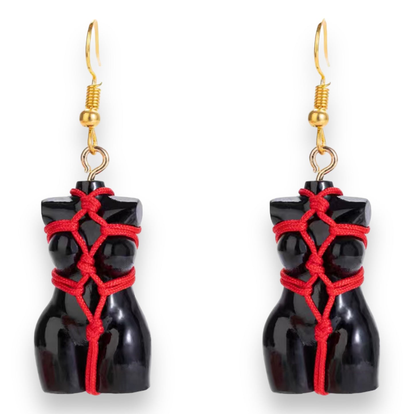 Earrings in the Shape of Sexy Female Body Black 1 Pair