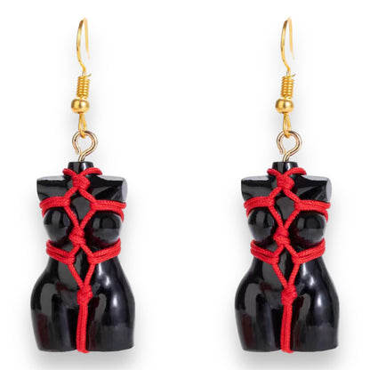 Earrings in the Shape of Sexy Female Body Black 1 Pair