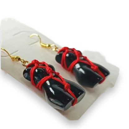 Earrings in the Shape of Sexy Female Body Black 1 Pair