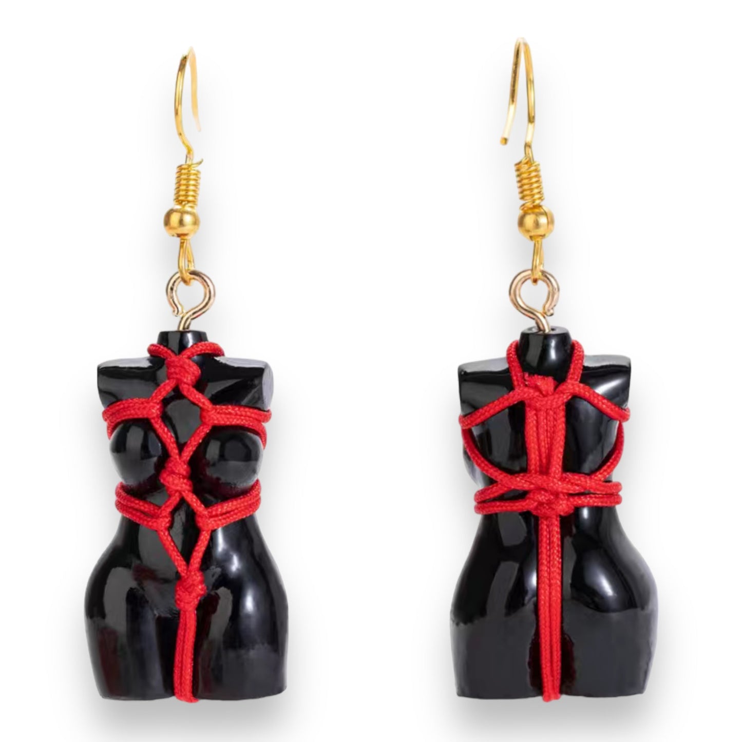 Earrings in the Shape of Sexy Female Body Black 1 Pair