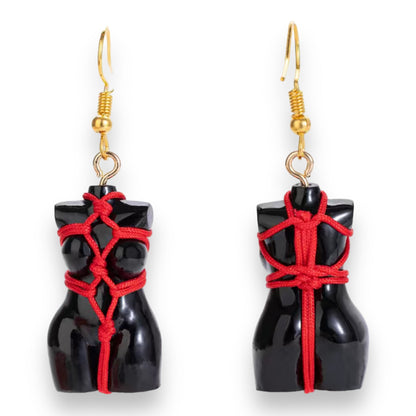 Earrings in the Shape of Sexy Female Body Black 1 Pair