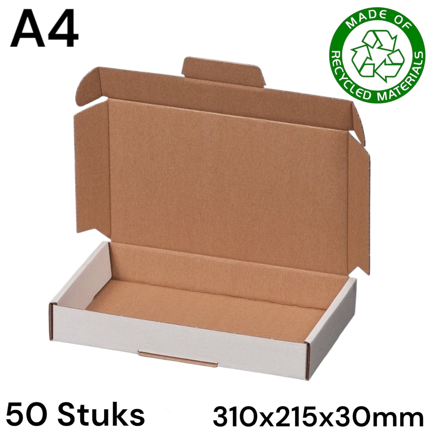 Gerecycled Brievenbusdoos 299 x 213 x 28 mm (A4) Bundel 50 stuks