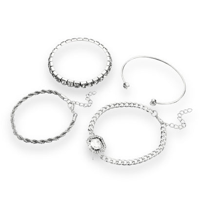 Boho-Chique Diamanten Armbanden Set van 4 Stuks Verkrijgbaar in Het Goud & Zilver