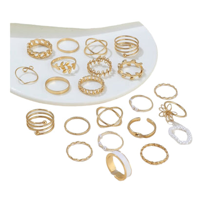 Boho-Chic Rings Set of 22 Pieces Available in Gold &amp; Silver 