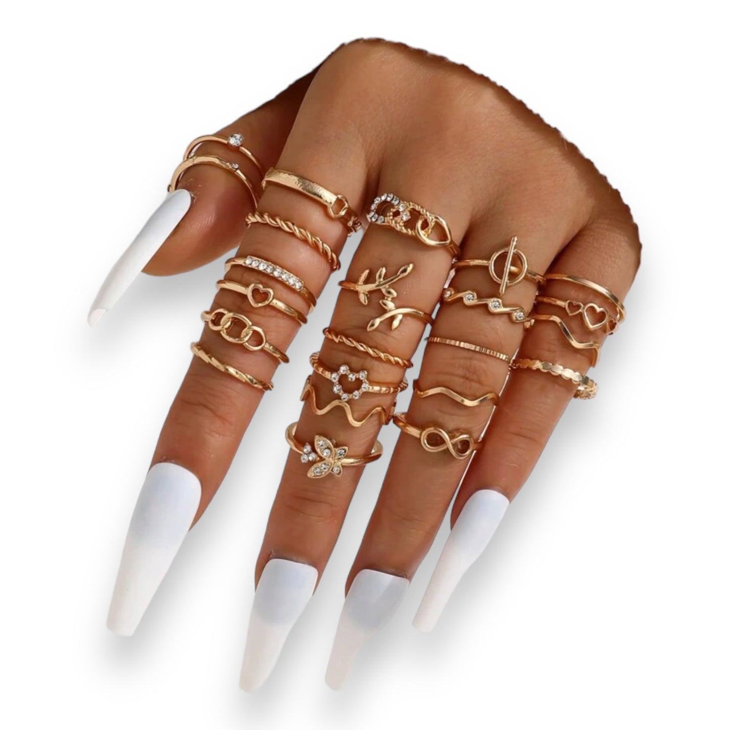 Boho-Chique Ringen Set van 23 Stuks Verkijgbaar in Het Goud & Zilver