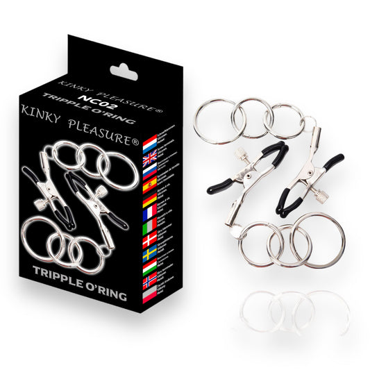 Tripple O'Ring - Kinky Clamps - Heavy Version - Nipple Clamps - Stylish Color Box 