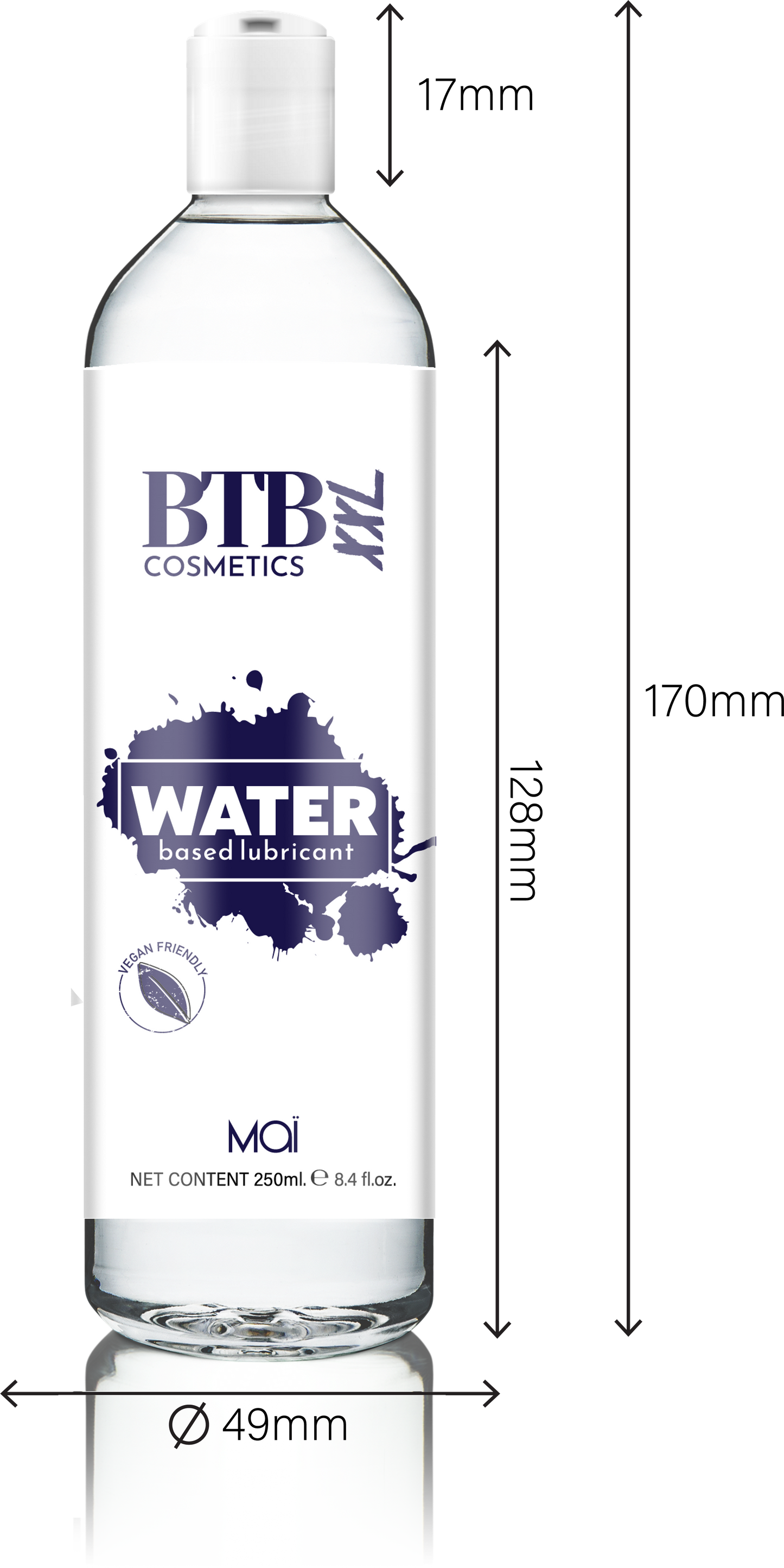 BTB Cosmetics Vegan Water Based Lubricant XL 250 ML - LT2381