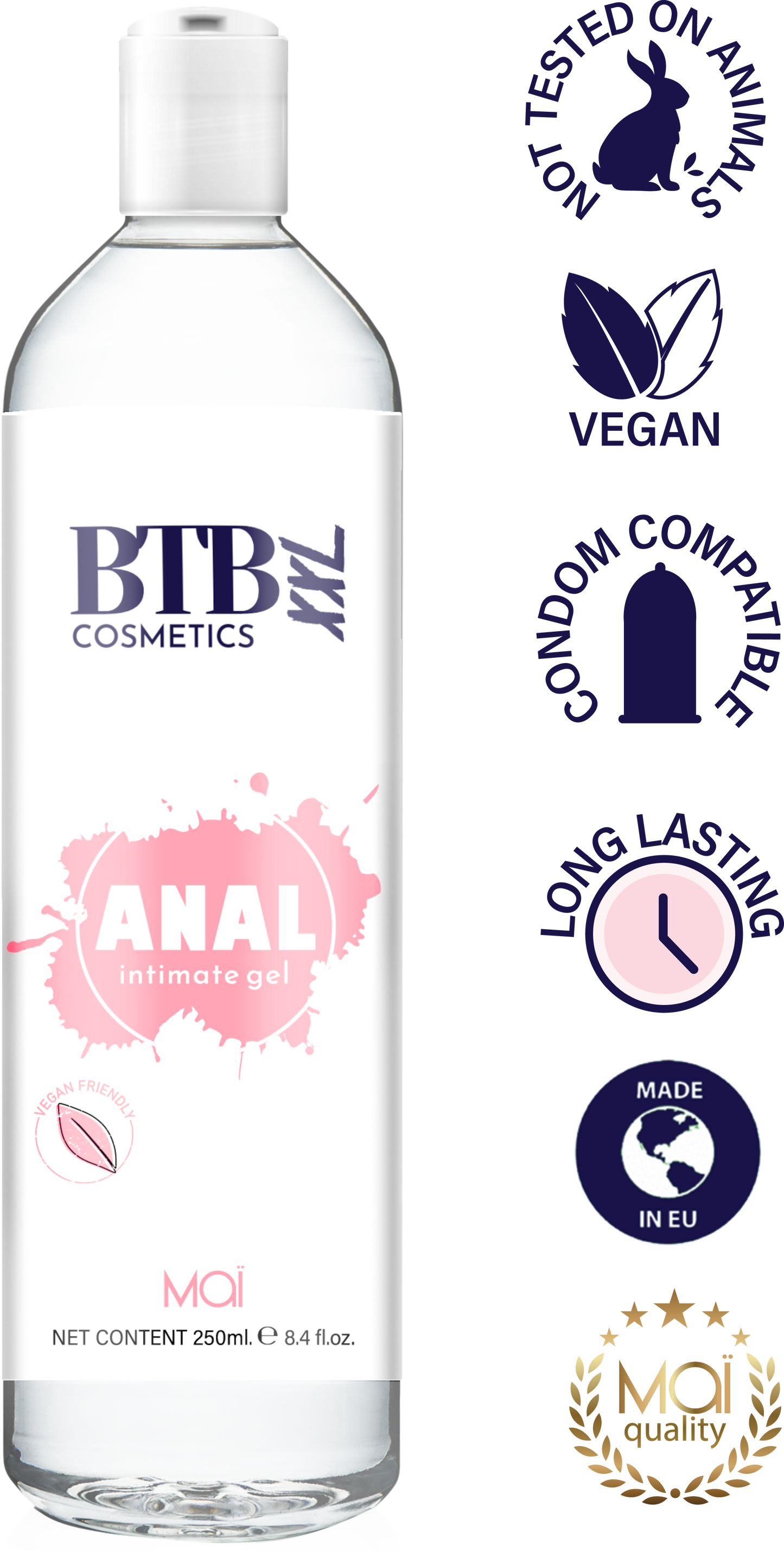 BTB Cosmetics Vegan Anal Relax Water Based Lubricant XL 250 ML - LT2382