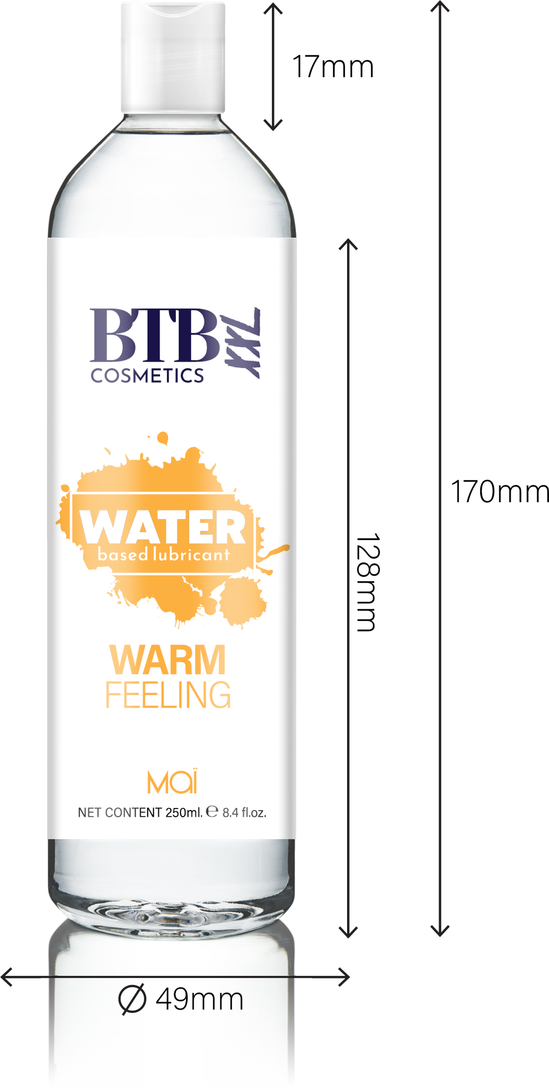 BTB Cosmetics Vegan Warm Feeling Water Based Lubricant XL 250 ML - LT2413