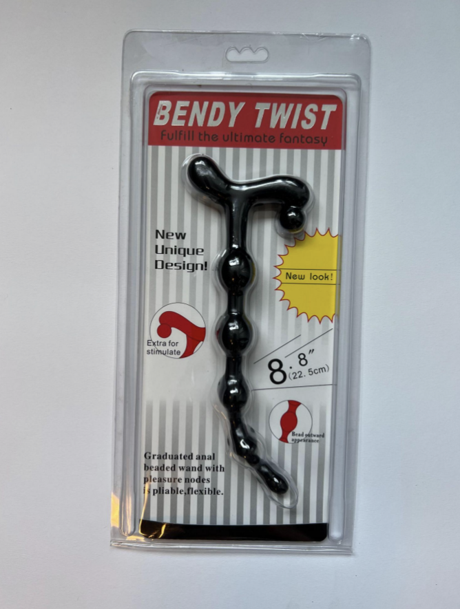 Bendy Twist Anal Beads Runner - Black - Xtra Long size - 22,5 cm / 8 Inch